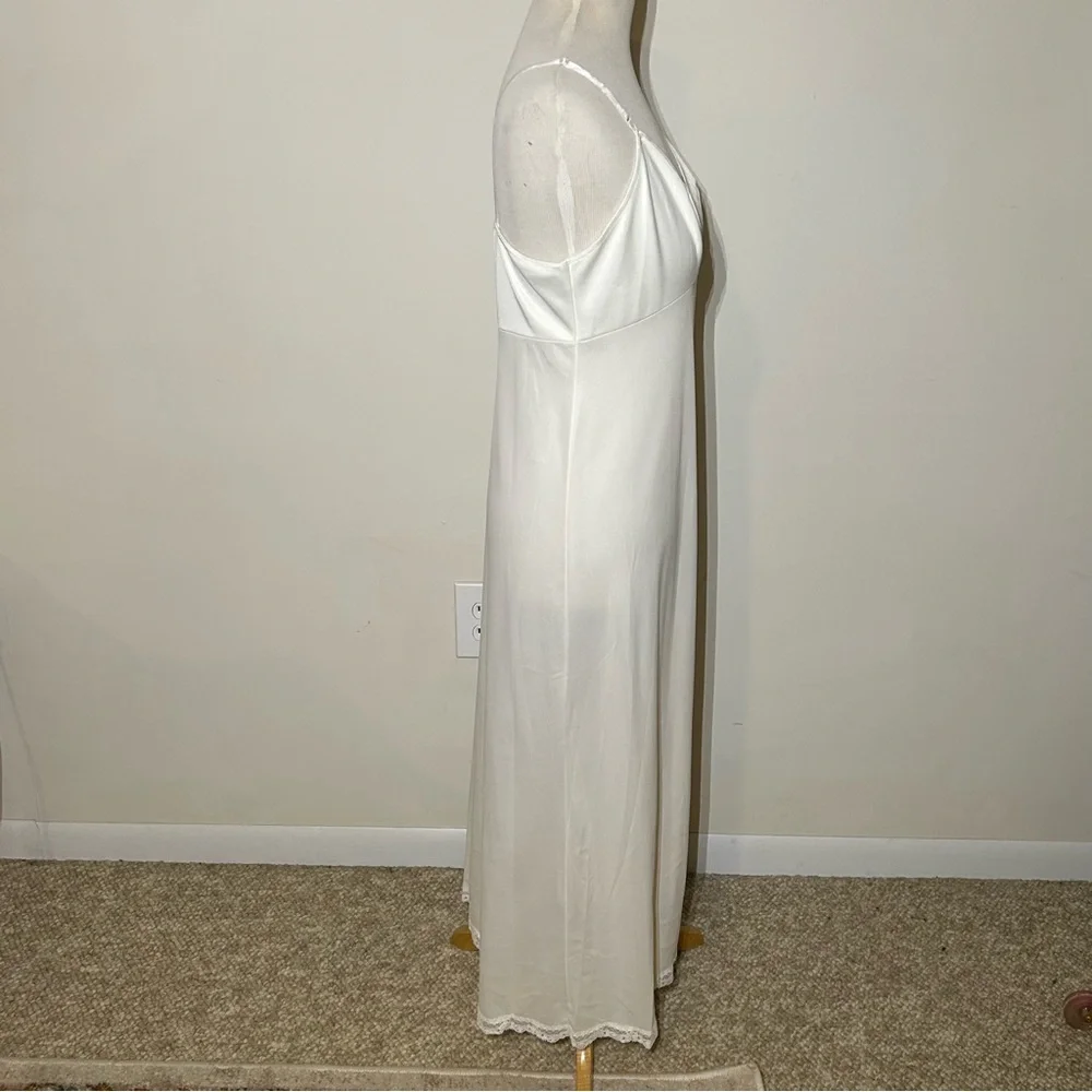 Vintage White Satin Chemise Midi Length - Picture 3 of 9